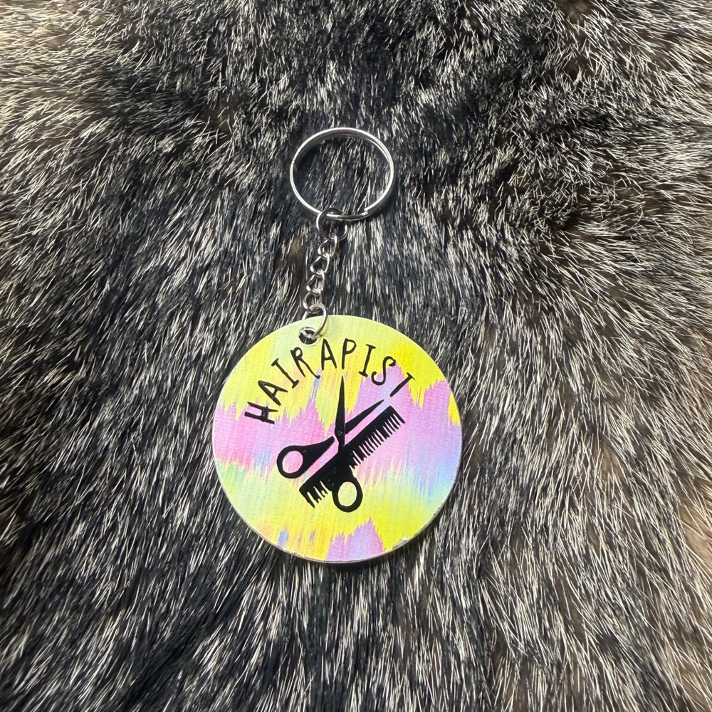 Colorful Hair Stylist Keychain